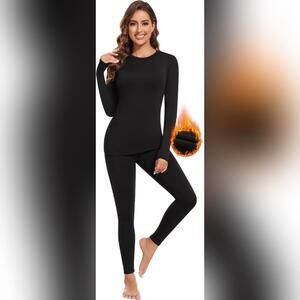 NWT BESTENA Women's Base Layer Cold Weather Thermal Set, Small, Black